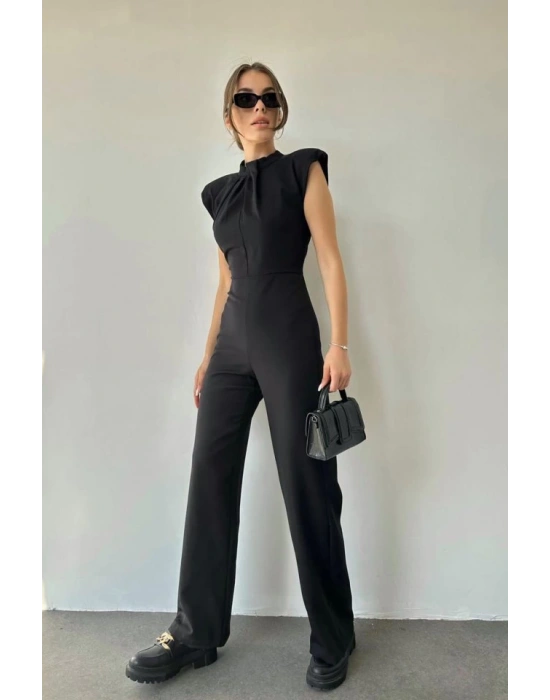 Siyah Vatkalı Dik Yaka Tulum