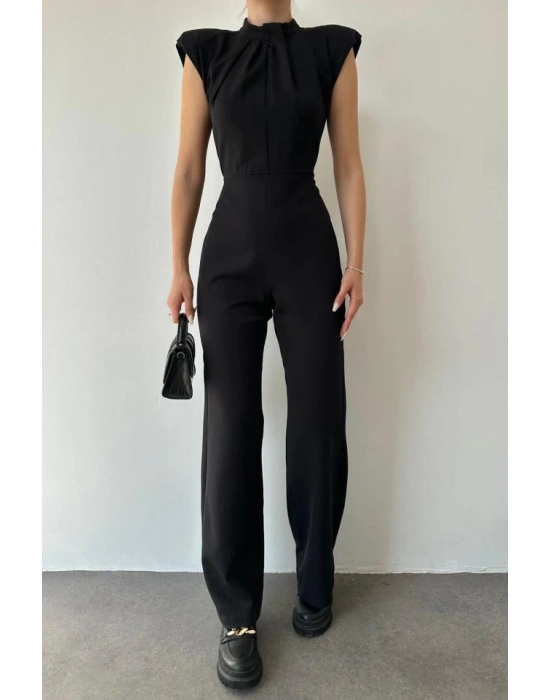 Siyah Vatkalı Dik Yaka Tulum