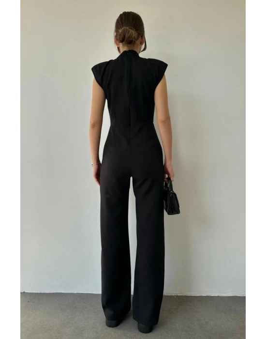 Siyah Vatkalı Dik Yaka Tulum