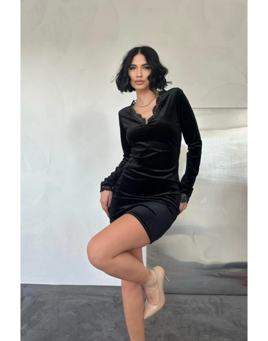 iyah Yaka Ve Kol Dantelli ini Elbise