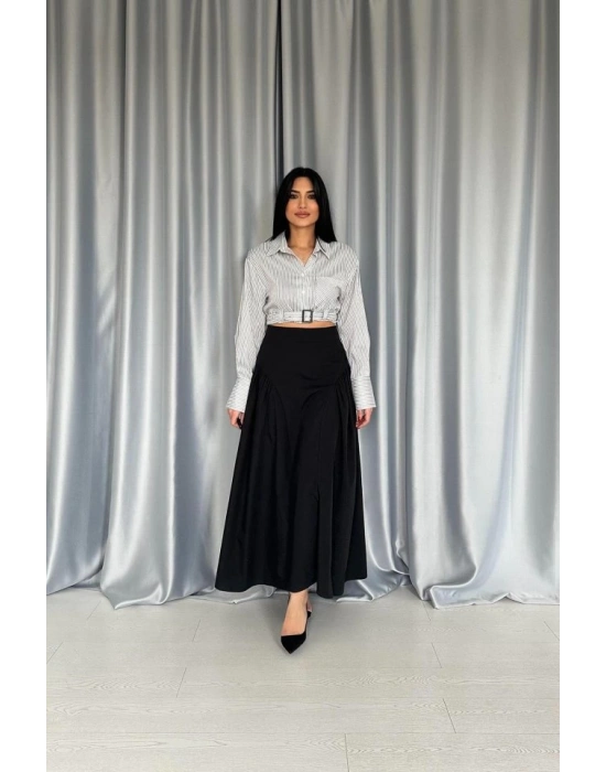 iyah Yanları Büzgülü Uzun Etek