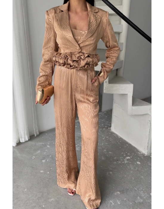 JAKARI BUZU TAARI DETAYI CEKETPANTOONBUZ 3 Ü TAKI  Bej