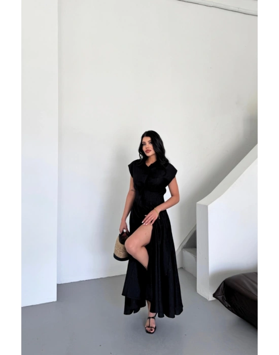 JAKARLI KETEN ELBİE ÖNDEN YIRTMAÇLI CEPLİ  iyah