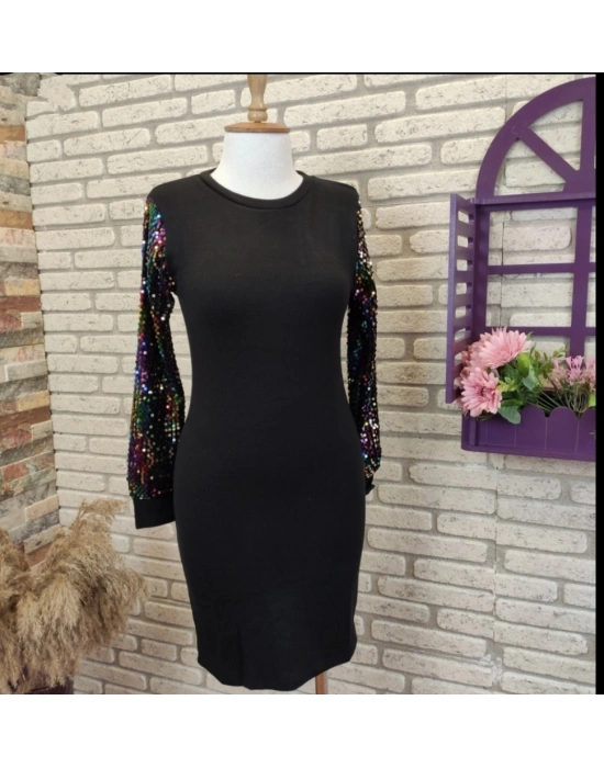 Janes Kollar Renkli Pul Payet Elbise