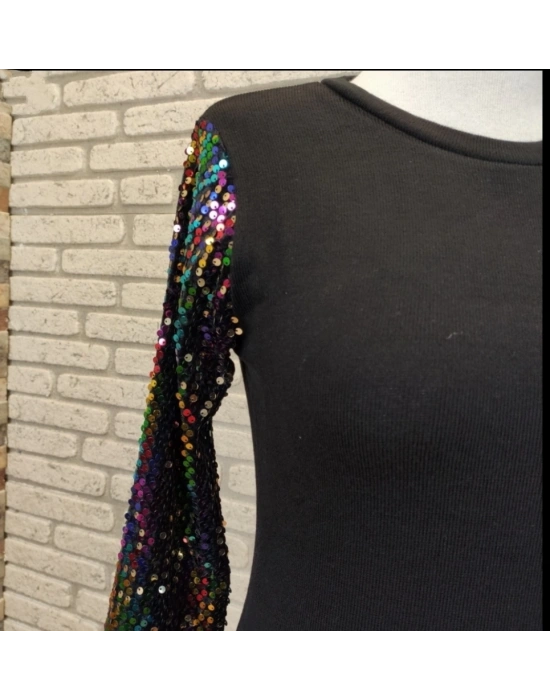 Janes Kollar Renkli Pul Payet Elbise