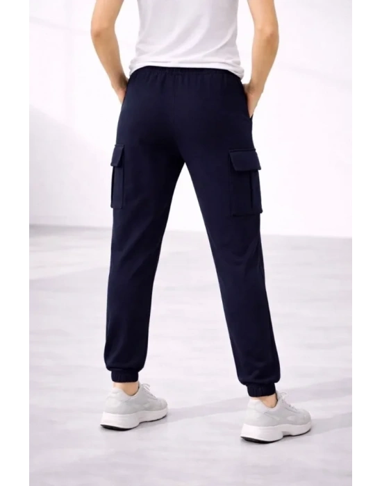 Jogger Eşofman Altı Rahat Kalıp, Kargo Cepli, astikli Paça, Günlük por Pantolon  acivert