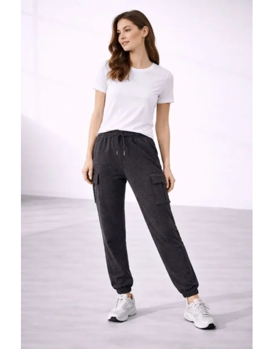 Jogger Eşofman Altı Rahat Kalıp, Kargo Cepli, astikli Paça, Günlük por Pantolon  Füme
