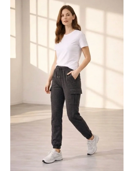 Jogger Eşofman Altı Rahat Kalıp, Kargo Cepli, astikli Paça, Günlük por Pantolon  Füme