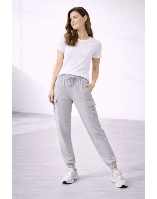 Jogger Eşofman Altı Rahat Kalıp, Kargo Cepli, astikli Paça, Günlük por Pantolon  Gri
