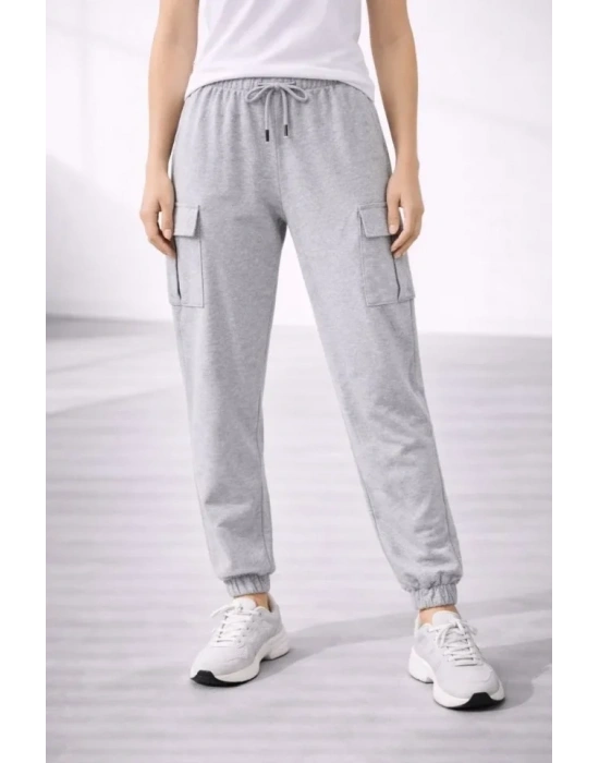 Jogger Eşofman Altı Rahat Kalıp, Kargo Cepli, astikli Paça, Günlük por Pantolon  Gri