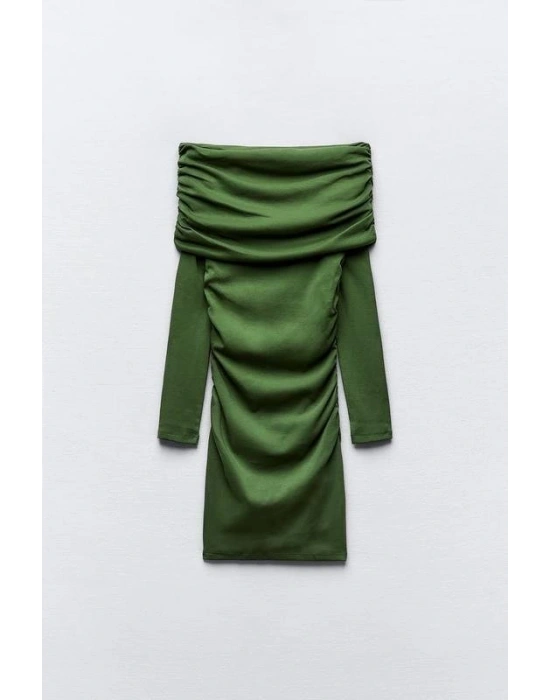 Kadın adonna endil Yaka Fırsat ürün Büzgülü ini Elbise