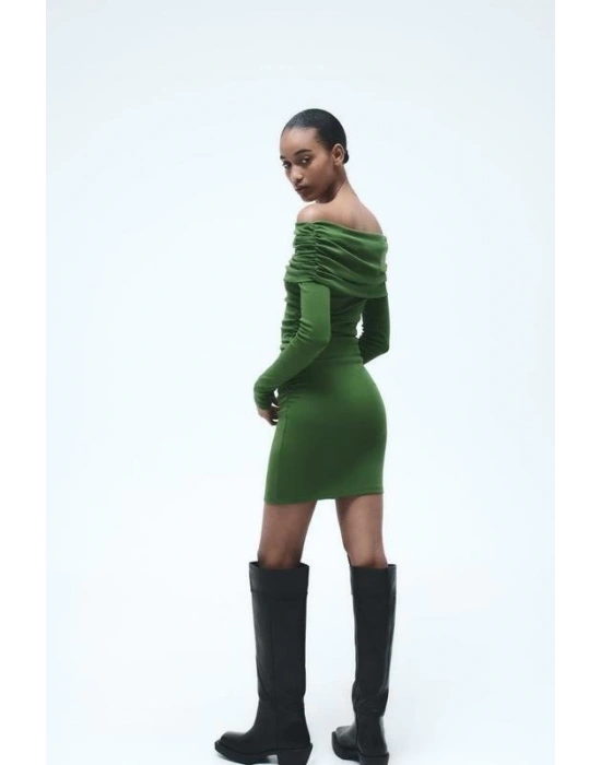 Kadın adonna endil Yaka Fırsat ürün Büzgülü ini Elbise