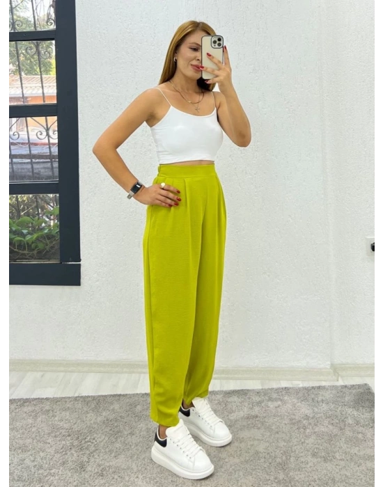 Kadın Aerobin Kumaş Bel Lastikli Pileli Pantolon