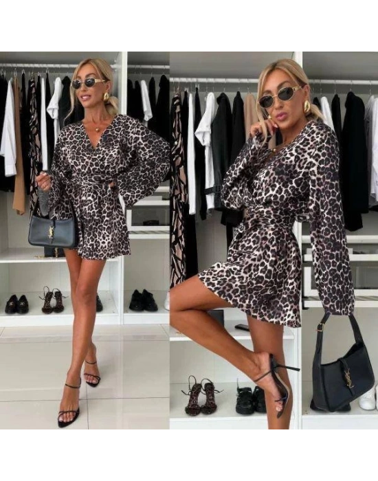 Kadın alaş Kol Kruvaze Yaka Zebra Desen şort Tulum