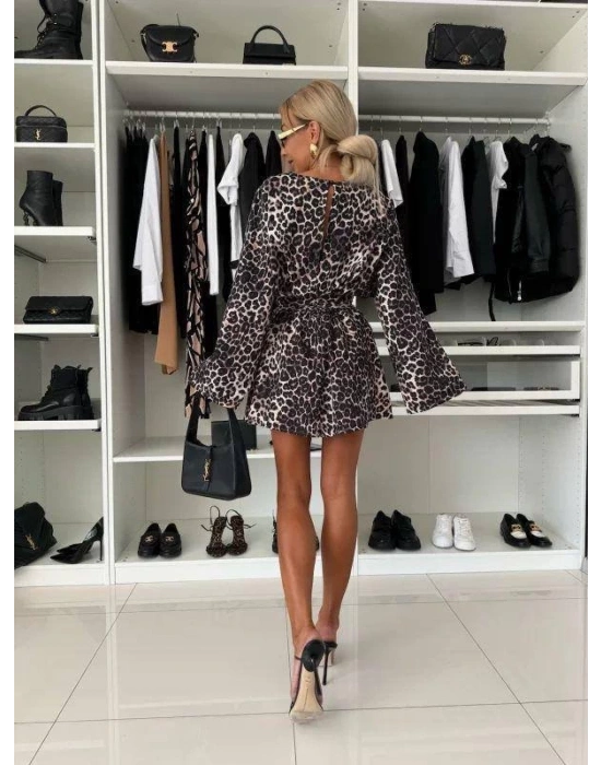 Kadın alaş Kol Kruvaze Yaka Zebra Desen şort Tulum