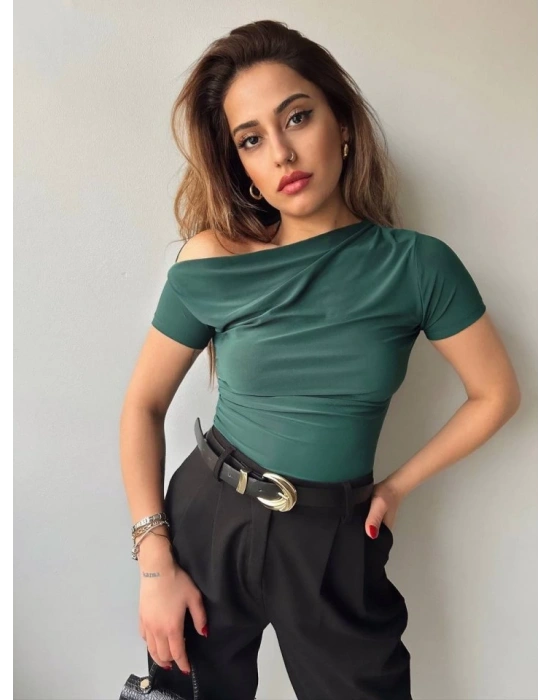 Kadın andy Kumaş Düşük Omuz Bluz