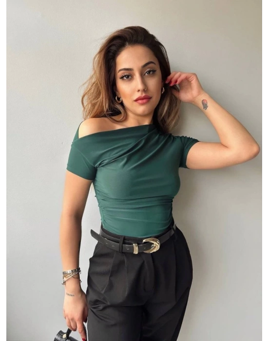 Kadın andy Kumaş Düşük Omuz Bluz