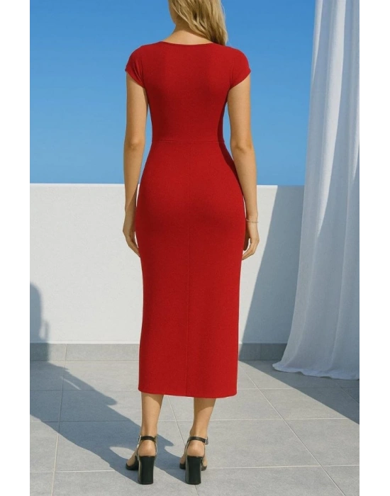 Kadın andy Kumaş Metal Toka Detaylı Midi Boy Elbise