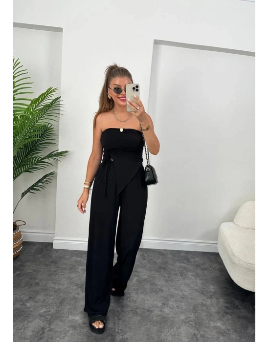 Kadın andy Kumaş tarplez Bluz Ve Palazzo Pantolon Ikili Takım