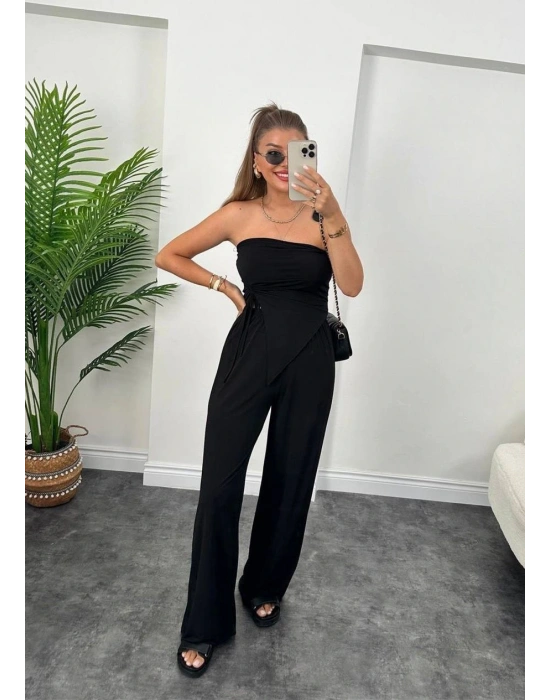 Kadın andy Kumaş tarplez Bluz Ve Palazzo Pantolon Ikili Takım