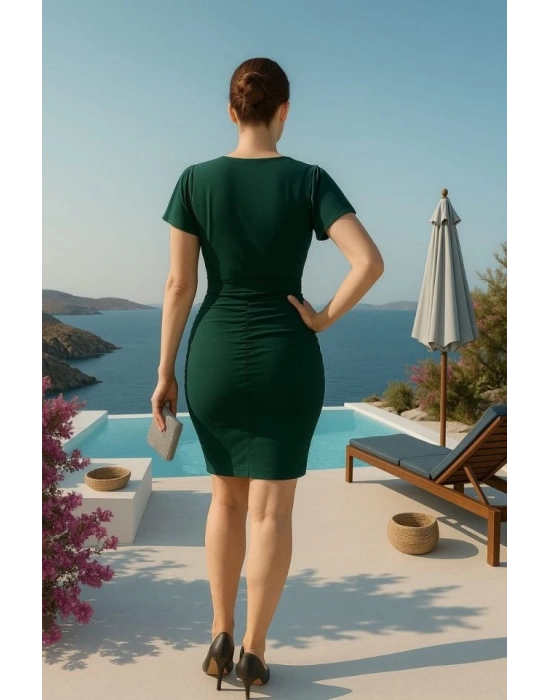 Kadın andy Kumaş V Yaka Mini Boy Elbise