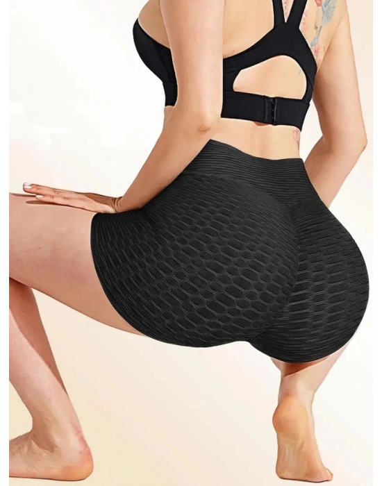 Kadın Arkası Büzgülü Kendinden Desenli Toparlayıcı Mini Tayt