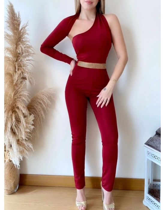 Kadın Asimetrik Dekolte Ve Taş Detay Fırsat ürün Tulum