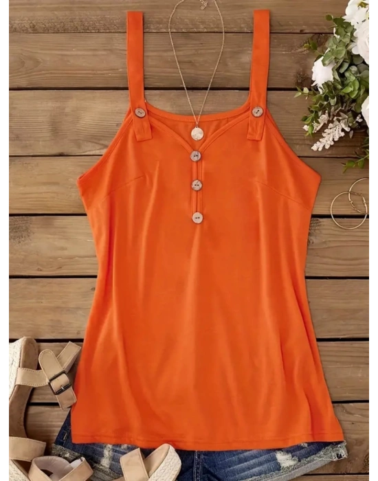 Kadın Askı Ve Yaka Düğme Detay Viskon Bluz