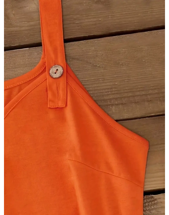 Kadın Askı Ve Yaka Düğme Detay Viskon Bluz