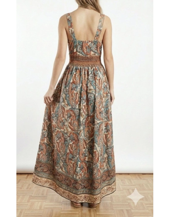 Kadın Askılı Derin Göğüs Detaylı Asimetrik Detaylı Süprem Elbise