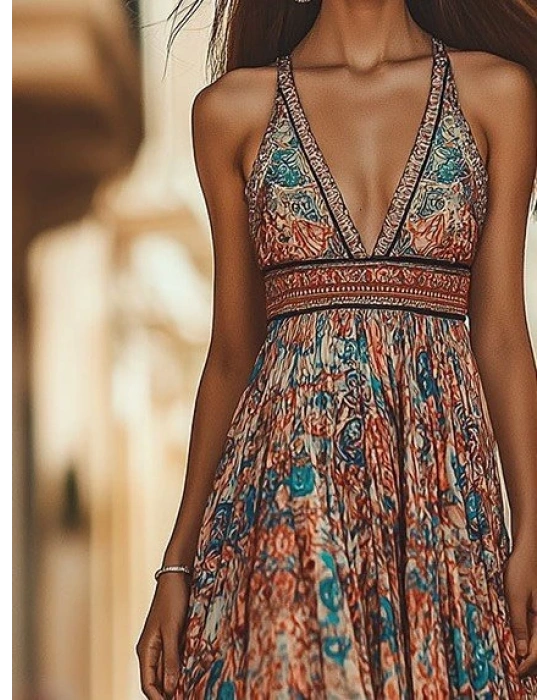 Kadın Askılı Derin Göğüs Detaylı Asimetrik Detaylı Süprem Elbise