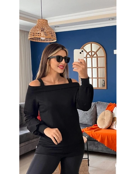 Kadın Askılı Iki Omuzu Açık Salaş Yün Viskon Bluz