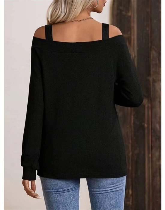 Kadın Askılı Iki Omuzu Açık Salaş Yün Viskon Bluz