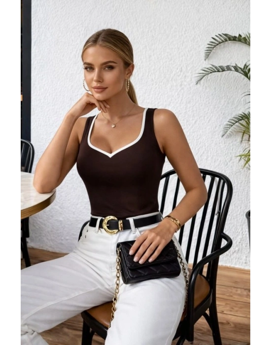 Kadın Askılı Kalp V Yakalı Dalgıç Bluz