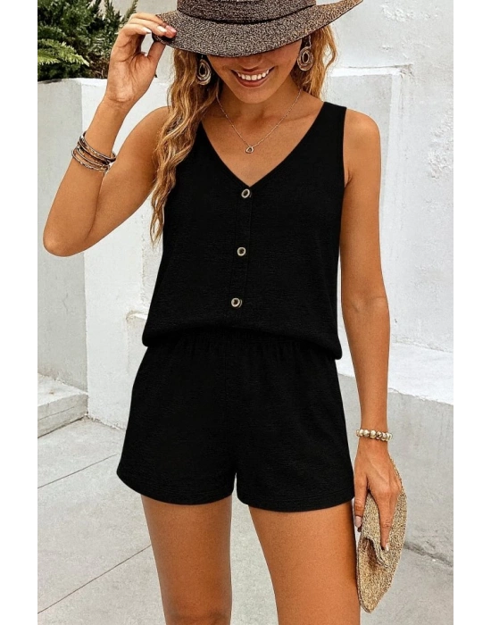 Kadın Askılı Kolsuz V Yakalı önden Düğmeli Bürümcük Bluz Ve Short Ikili Takım