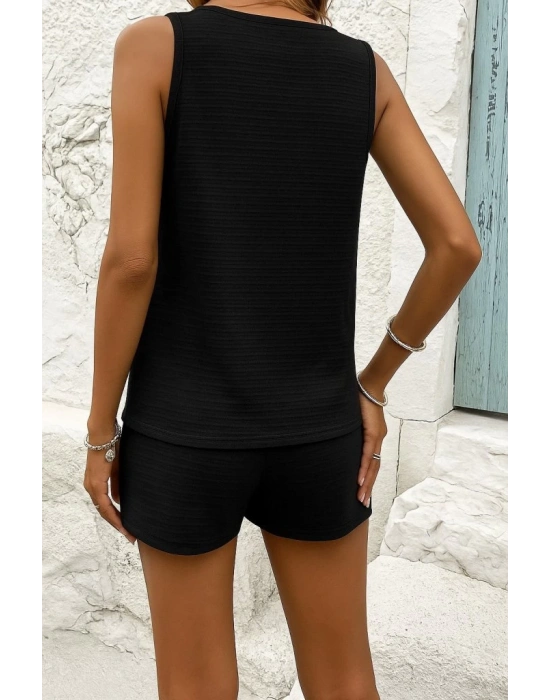 Kadın Askılı Kolsuz V Yakalı önden Düğmeli Bürümcük Bluz Ve Short Ikili Takım