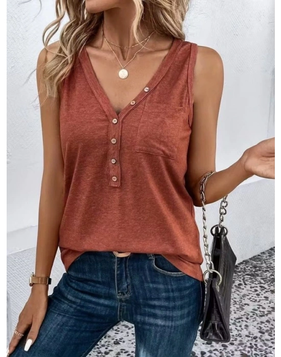 Kadın Askılı önden Düğmeli Viskon Bluz