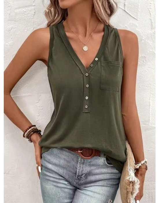 Kadın Askılı önden Düğmeli Viskon Bluz