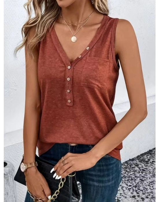 Kadın Askılı önden Düğmeli Viskon Bluz