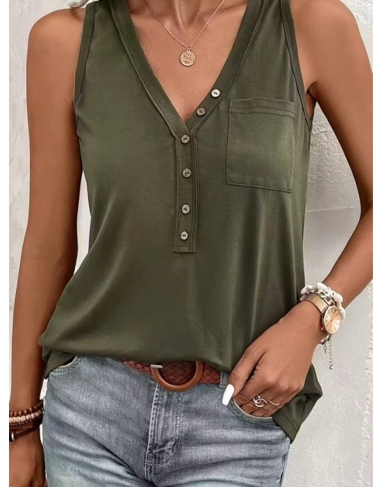 Kadın Askılı önden Düğmeli Viskon Bluz