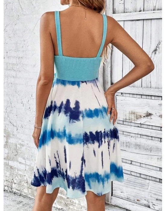 Kadın Askılı önü Düğme Detaylı Baskılı Kiloş Etek Süprem Elbise