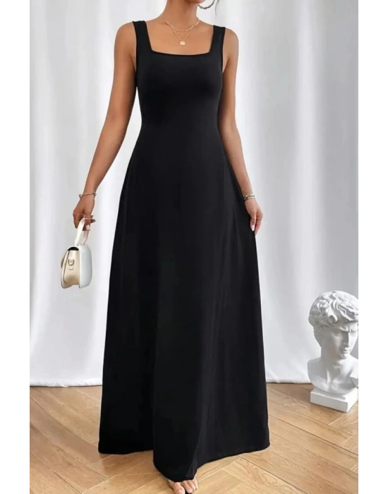 Kadın Askılı U Yaka Janjan Krep Elbise