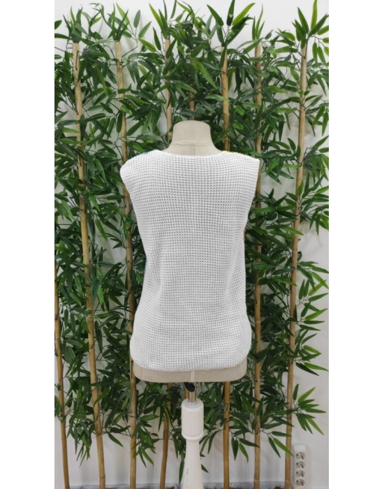 Kadın Askılı V Yakalı çok Renkli Triko Bluz