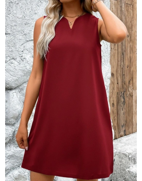 Kadın Askılı V Yakalı Geniş Kesim Detaylı Kısa Janjan Krep Elbise
