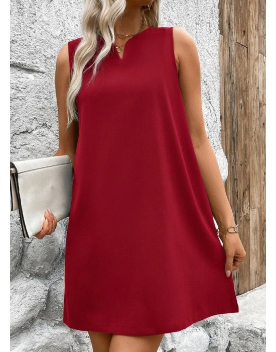 Kadın Askılı V Yakalı Geniş Kesim Detaylı Kısa Janjan Krep Elbise