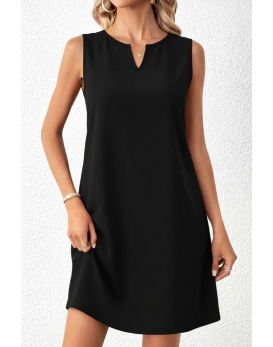 Kadın Askılı V Yakalı Mini Ithal Krep Elbise