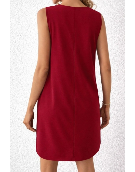 Kadın Askılı V Yakalı Mini Ithal Krep Elbise