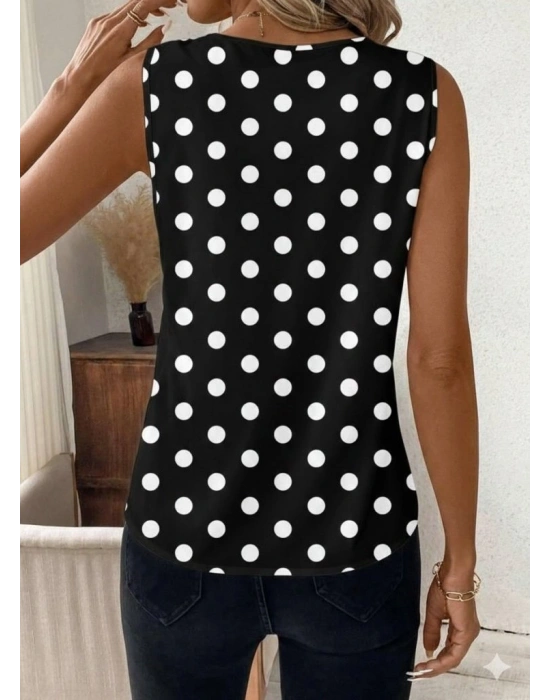 Kadın Askılı V Yakalı Puantiyeli Süprem Bluz