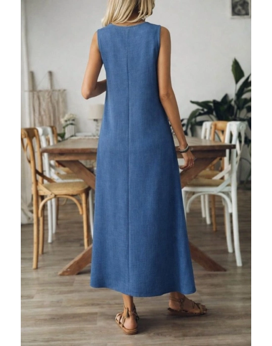 Kadın Askılı V Yakalı Uzun Elbise