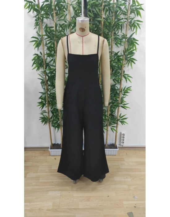 Kadın Askılı Yandan Fermuarlı Geniş Paçalı Valencia Tulum